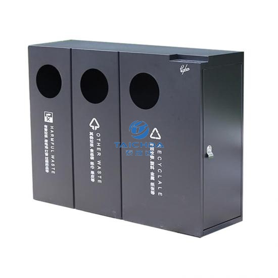 Outdoor three classes waste and recycling bin