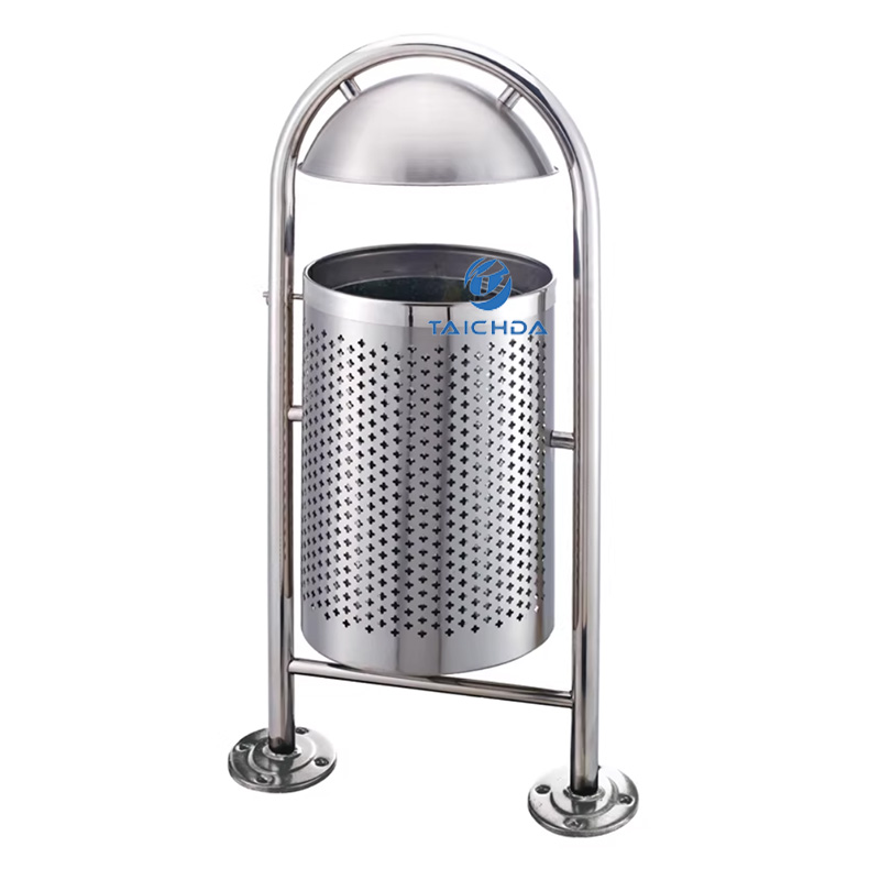 Stainless steel punched garbage bin